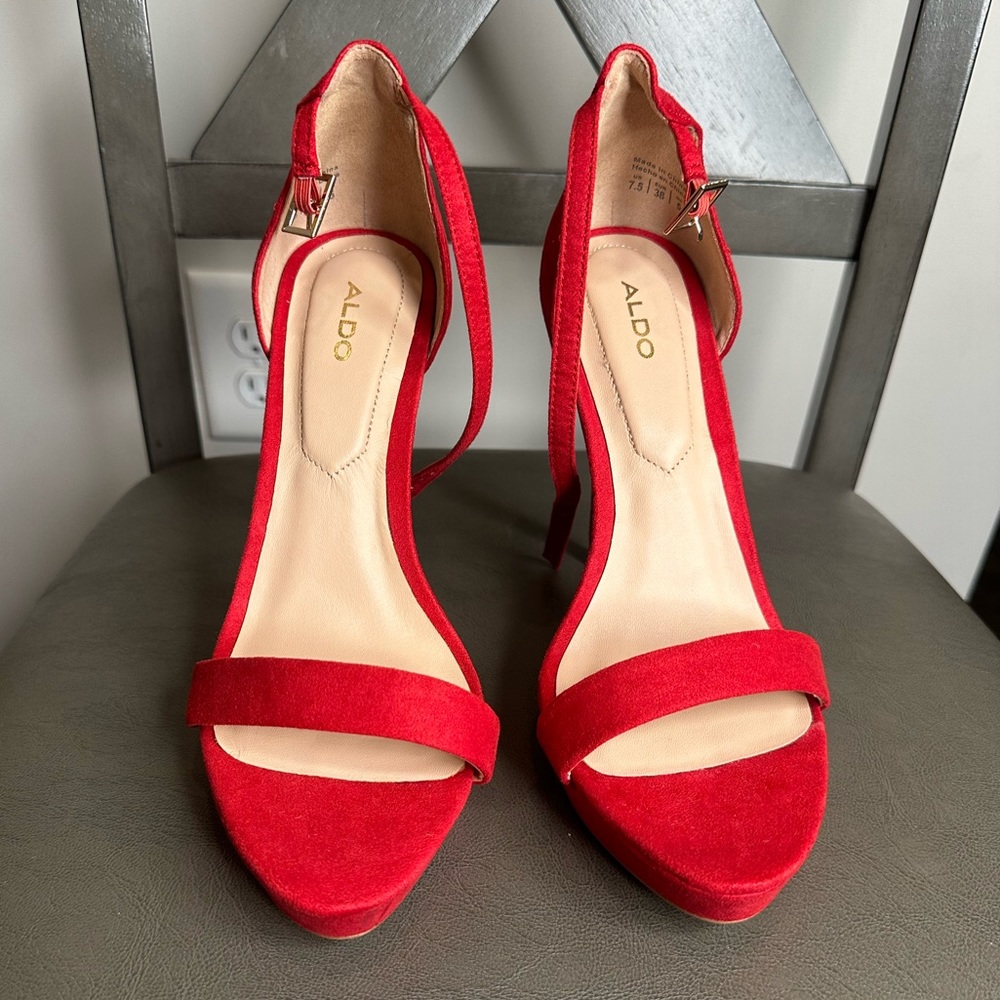 Women’s Aldo red suede sandal heels